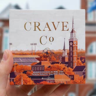 Clemson University Box Candle for wholesale by Crave Candle Co. LLC