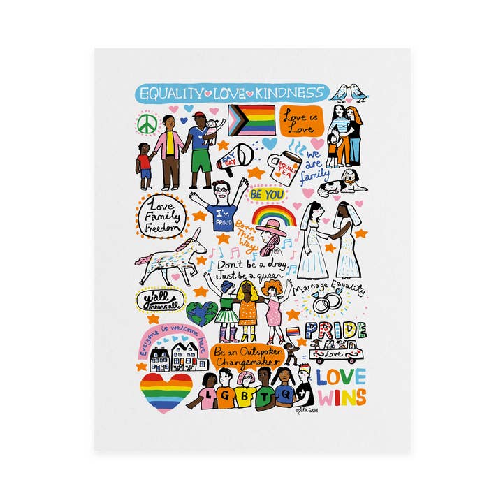 Stampa artistica A4 di Julia Gash Pride «Love Wins» per la vendita all'ingrosso da parte di Parkwood Springs