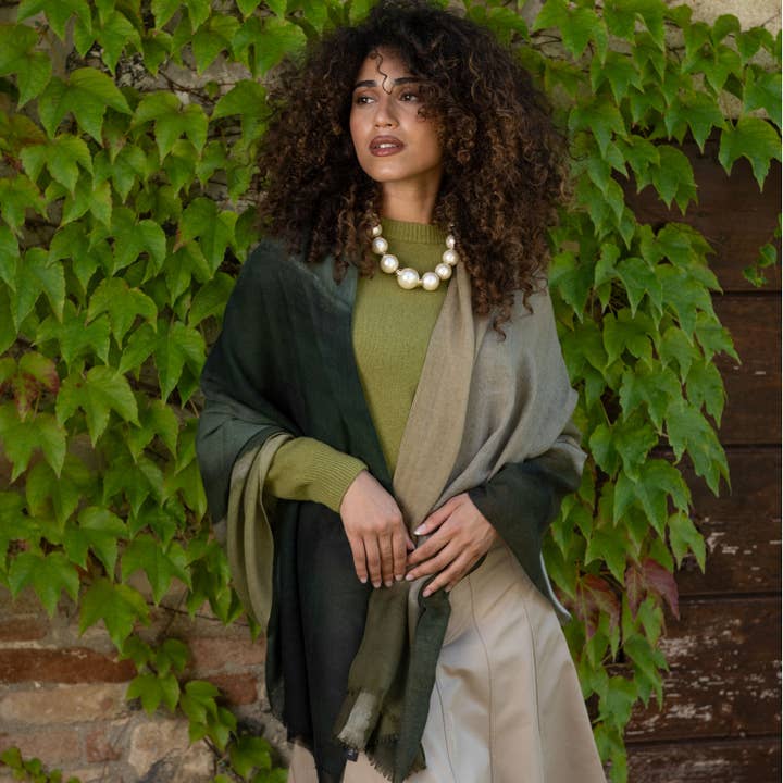 Elizabetta Made in Italy USA - Wholesale Scarf - Unisex - Vicenza - Wool & Silk Scarf - Olive Green
