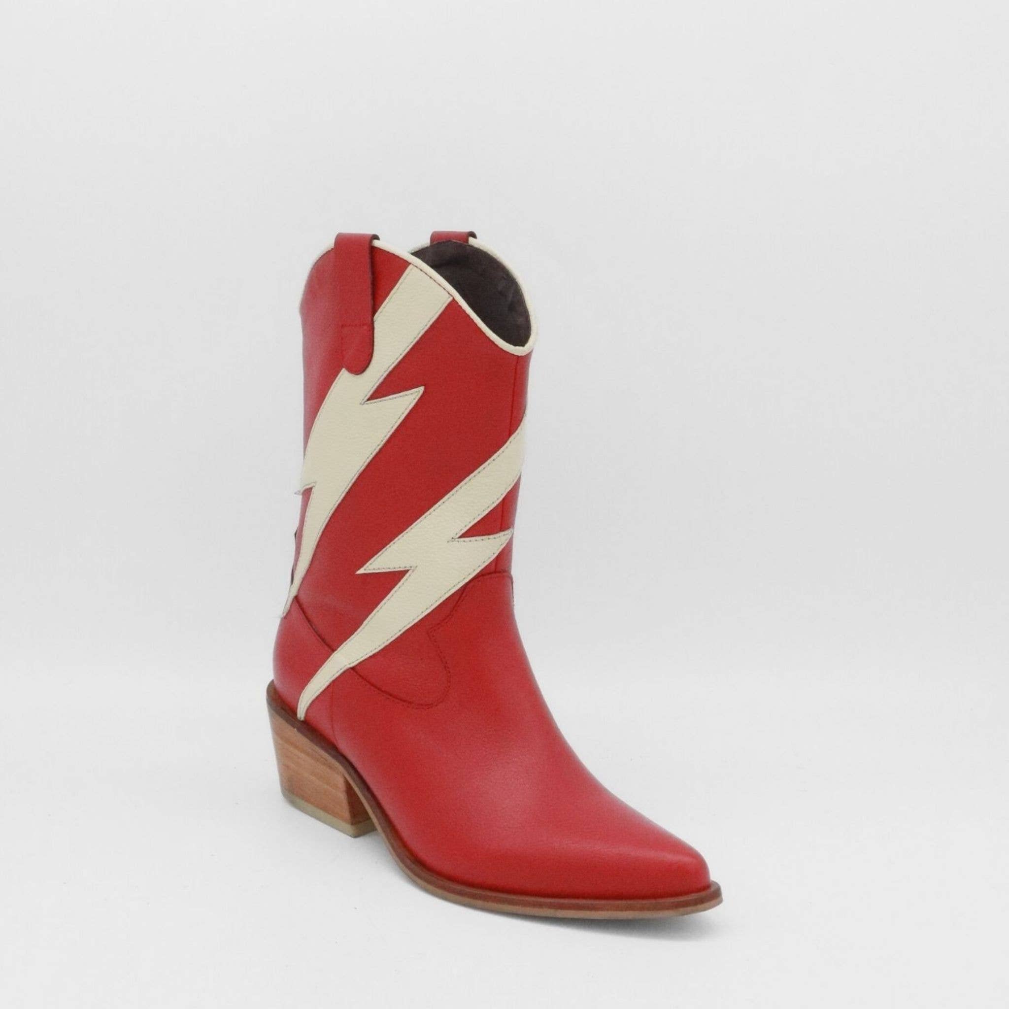 Idol Western Cowboy Women's Boots in Red Leather for wholesale on Faire1