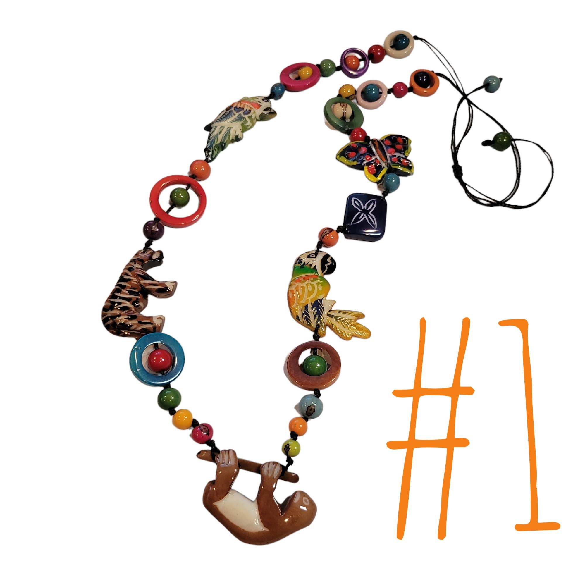 Organic jewelry by Allie – Colar pingente/pendente por atacado – Colar fauna e papagaios de selva da floresta tropical0