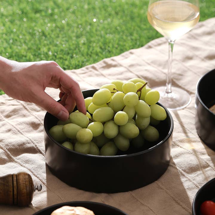 Celina Stoneware Serving Bowl - Black, Set of 2 for wholesale by Stone Lain