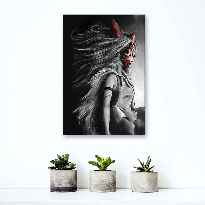 Motivartdesign - Vente Tableau/dessin - Toile Princesse Mononoke avec un masque rouge