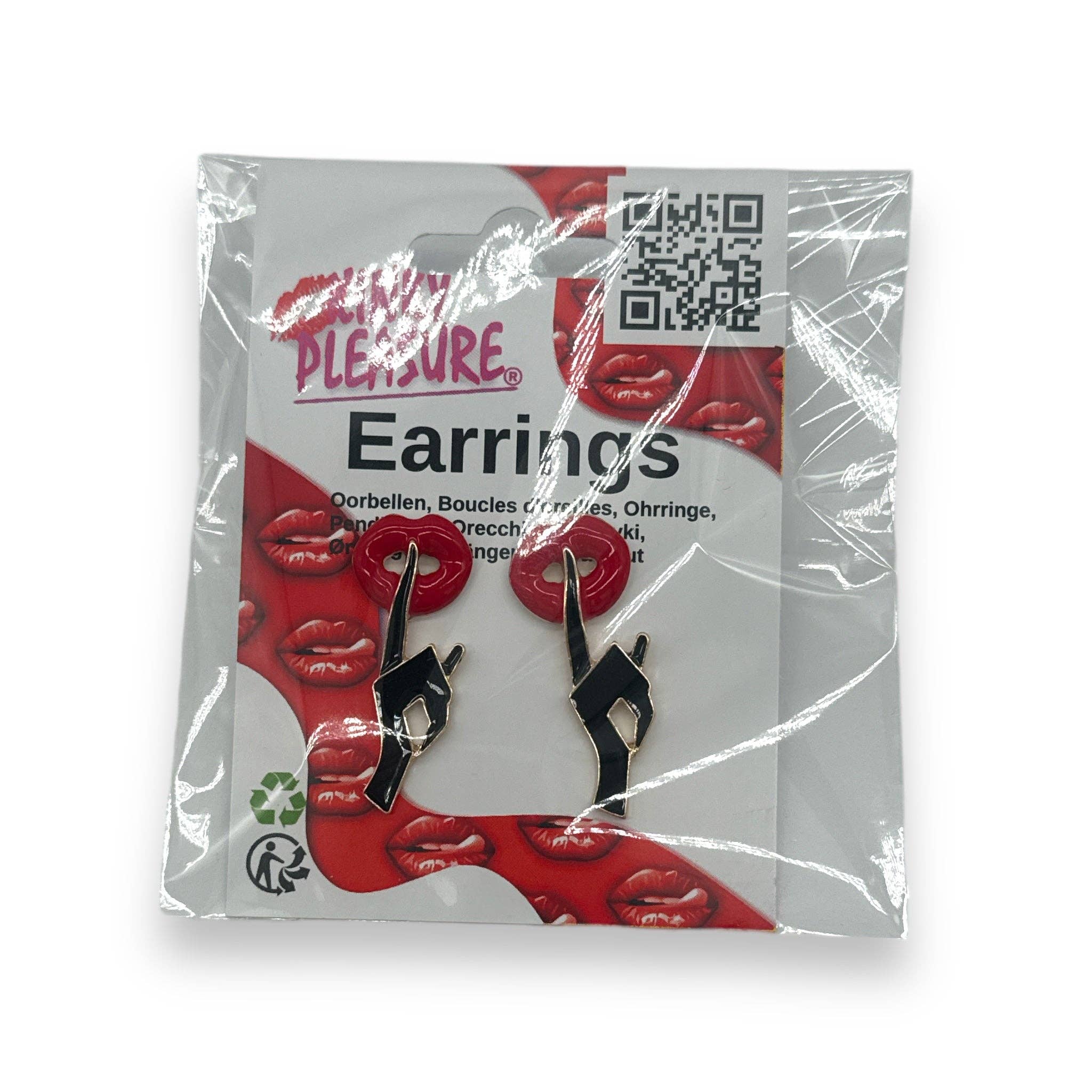 Kinky Pleasure - Wholesale Dangle Earrings - Kinky Pleasure - S029 - Earrings - Lips With Hand - SSST Be Quiet2