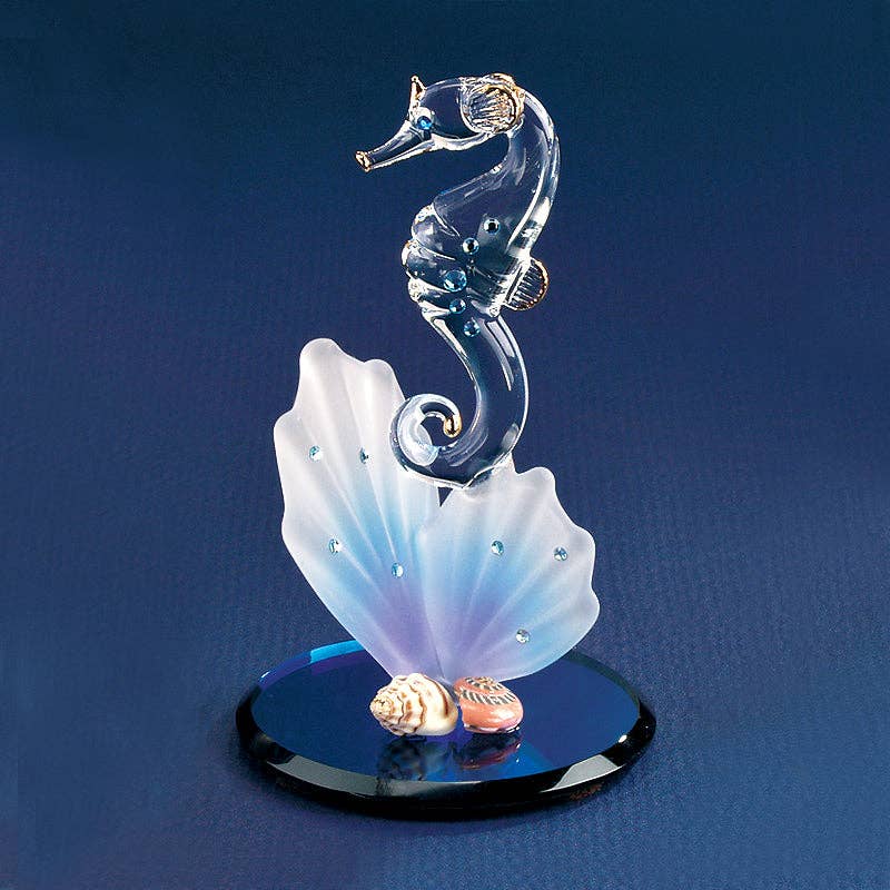 Glass Baron - Vendita all'ingrosso Decorazioni da tavolo - S3 253: Cavalluccio marino su corallo blu0