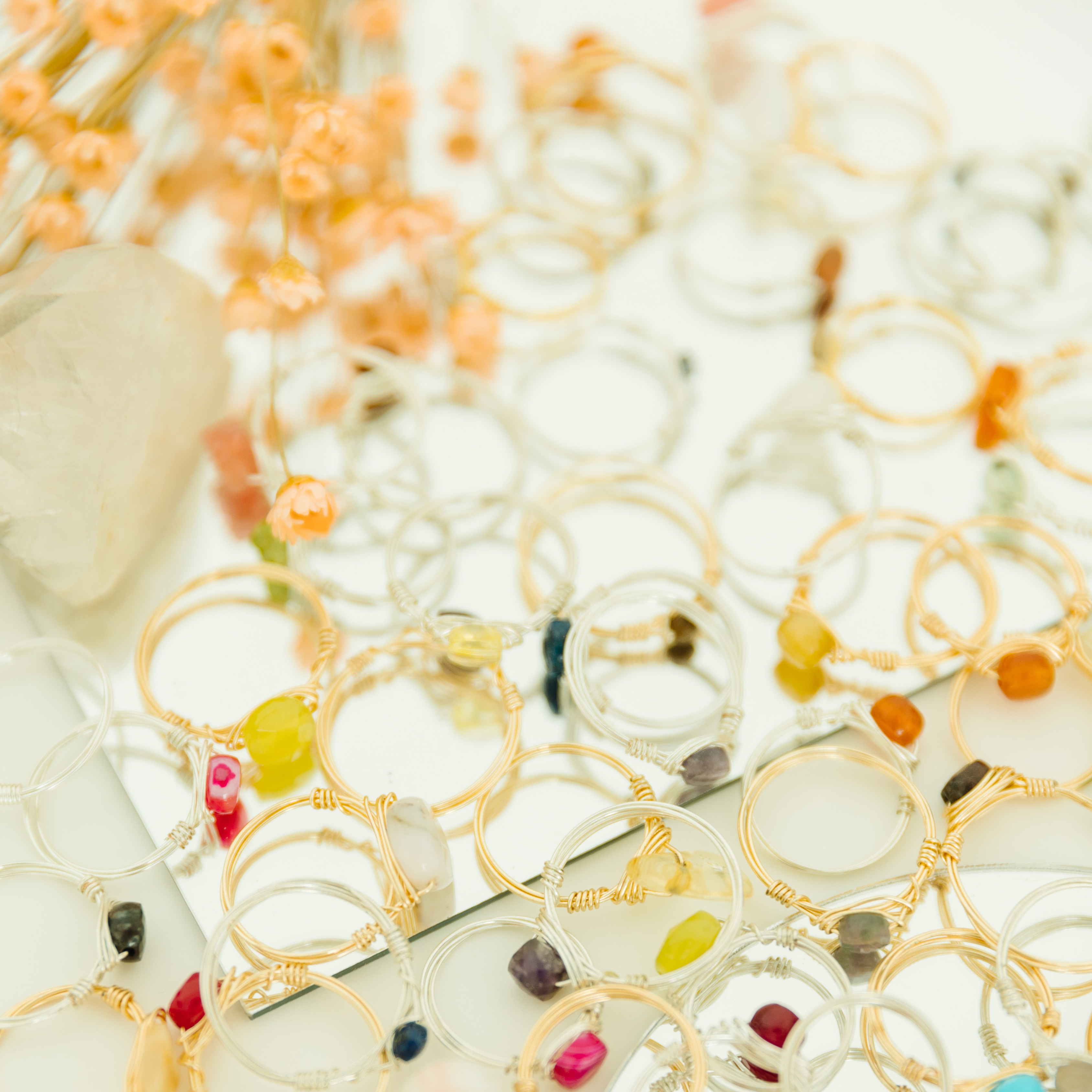 Seaflowerjewelry - Wholesale Single Stone/Solitaire Ring - Bulk Assorted Gold & Silver Plated Gemstone Rings1