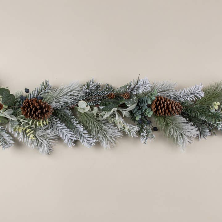 26" EUCALYPTUS, PINE & LAMB'S EAR GARLAND for wholesale by Ragon House
