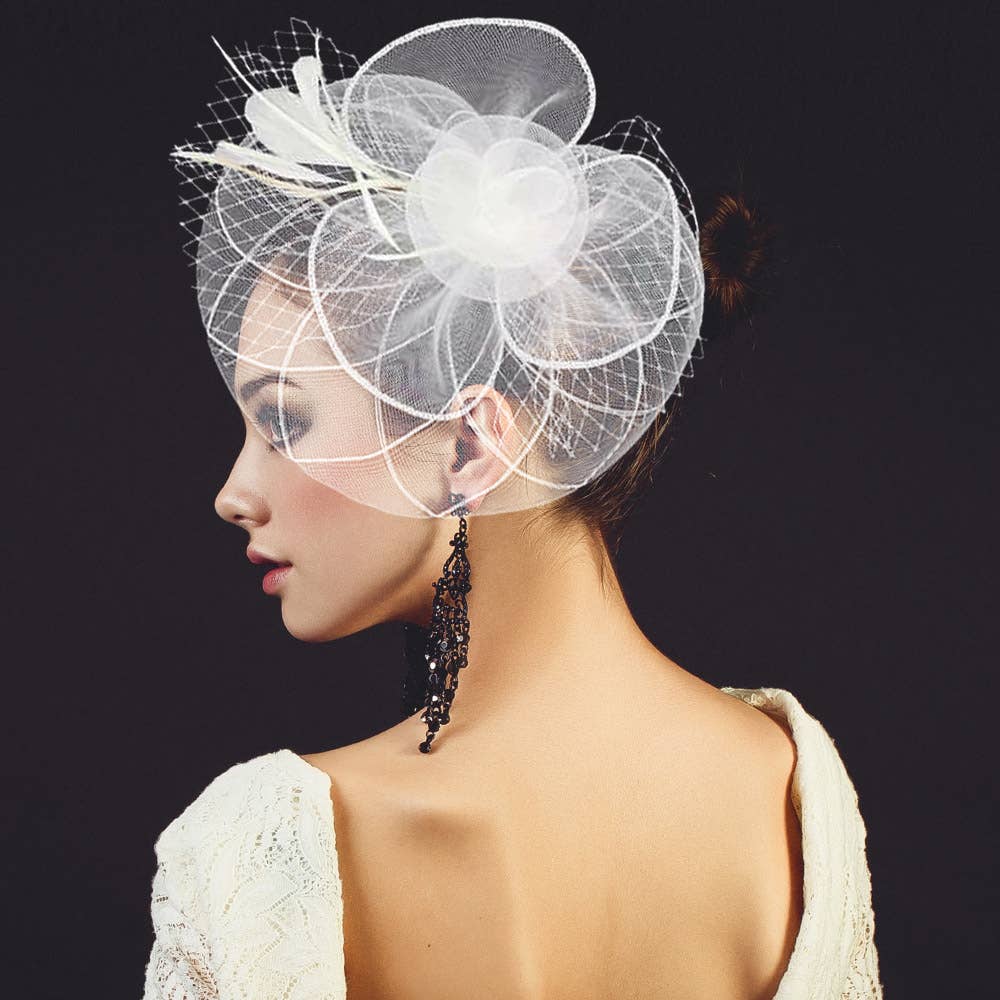 Sensibling Corp. - Vente Chapeau bibi – femme - Fascinateur / Bandeau en maille de plumes et fleurs12