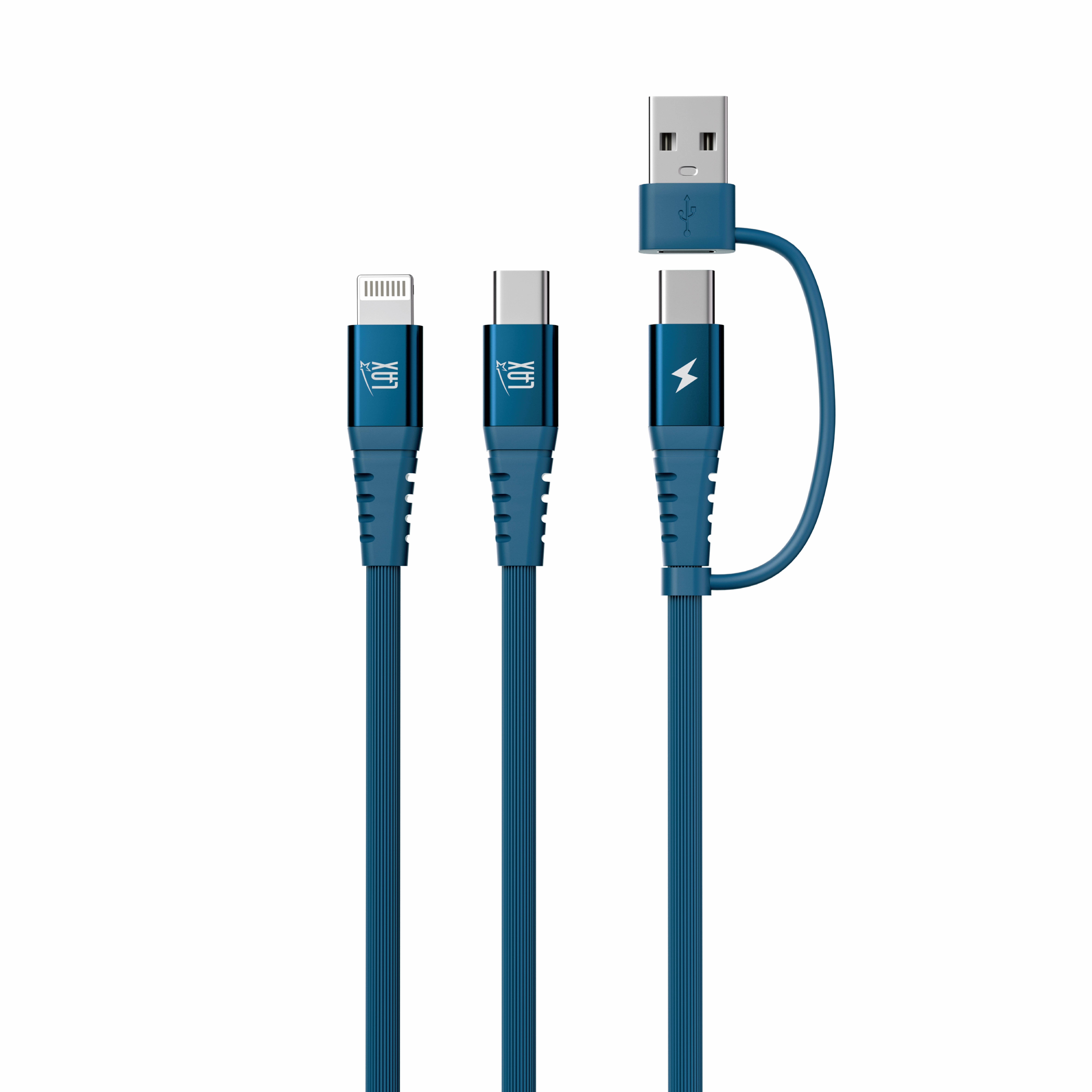 LAX Gadgets - Wholesale Charging Cable - 4-in-1 USB-A/USB-C to USB-C and Iphone Cables-Retail Pack2