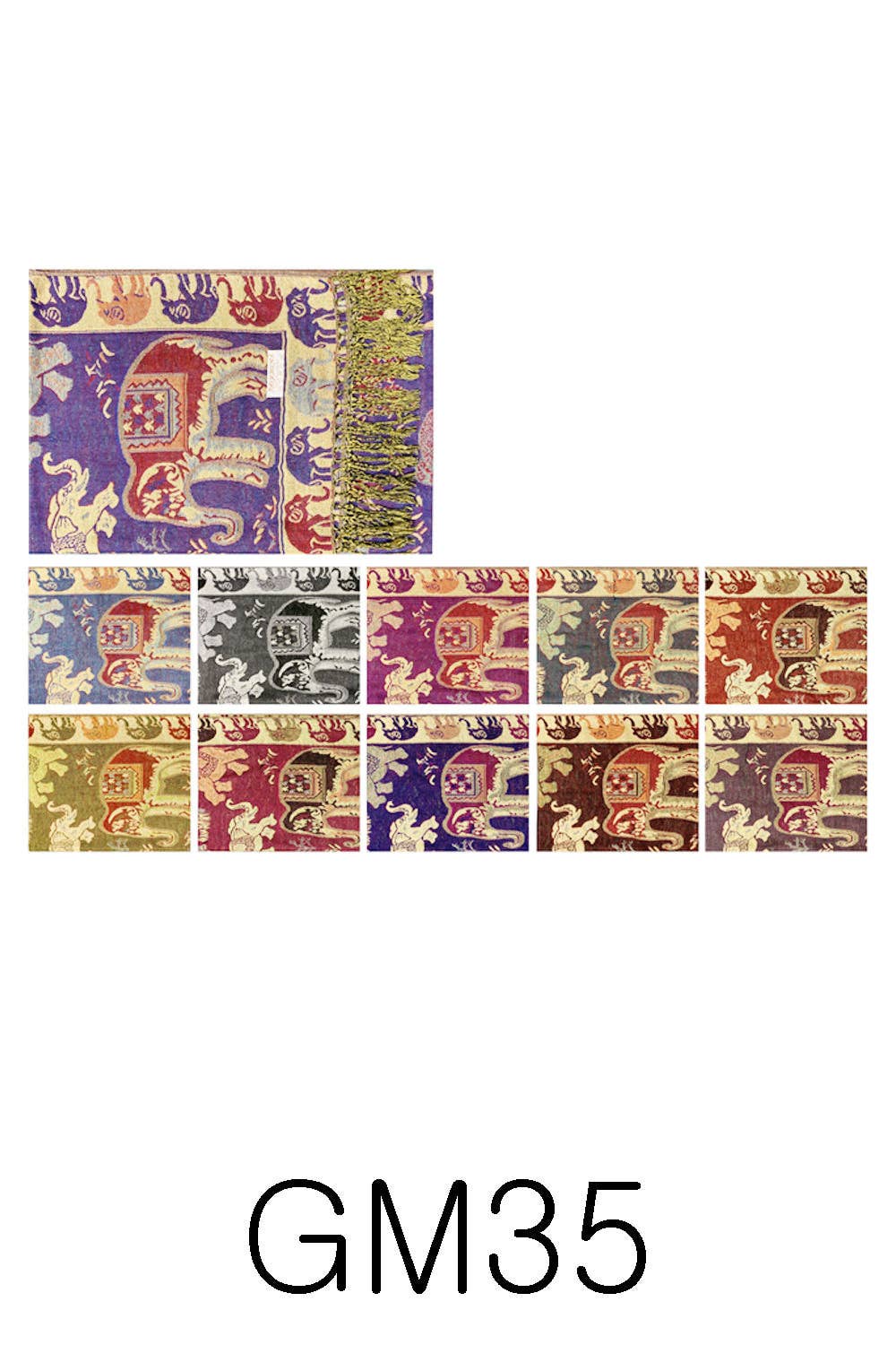 ASSORTED Metallic Pashmina Elephant Pattern GM35 (12PC) for wholesale on Faire13