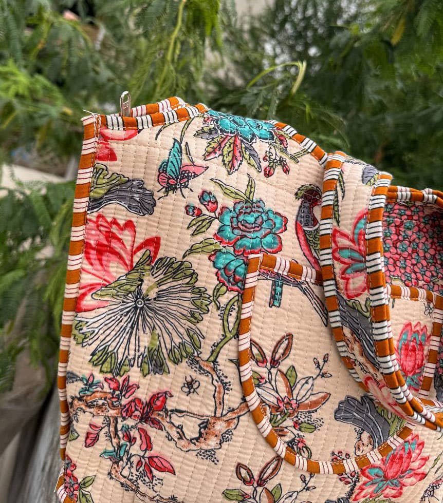 GYPSY STUDIO – Großhandel Tragetasche – Damen – Vogelbedruckte Tasche Baumwoll-Steppdecke Markttasche Einkaufstaschen2