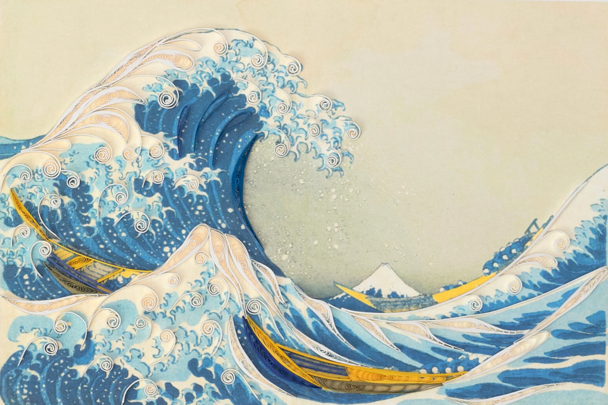 Blue Bird Cards - Wholesale Everyday Greeting Card - The Great Wave off Kanagawa - Large Quilling Card2