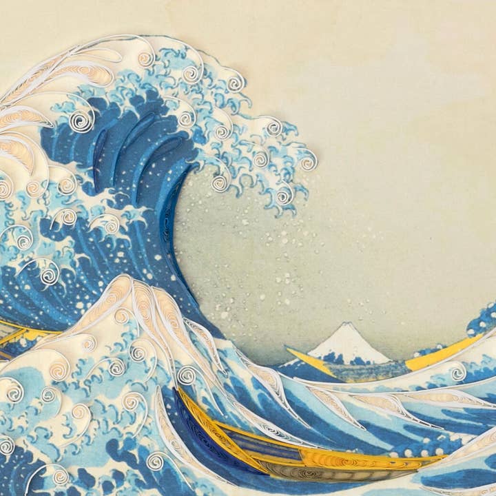 Blue Bird Cards - Wholesale Everyday Greeting Card - The Great Wave off Kanagawa - Large Quilling Card2