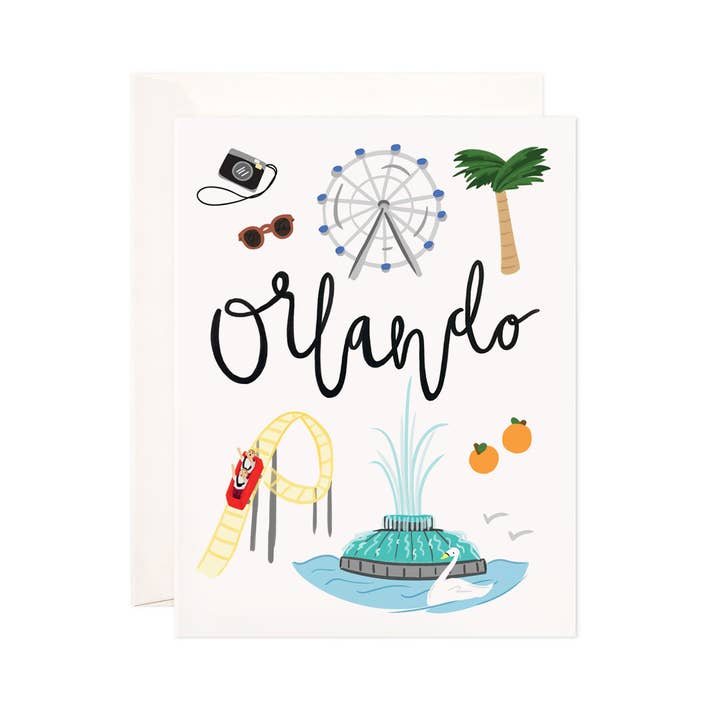 Bloomwolf Studio - Wholesale Everyday Greeting Card - Orlando Greeting Card - Florida Stationery Card Set, Hostess, Teacher, Travel Gift
