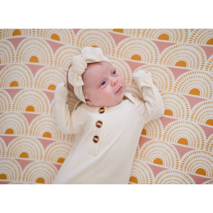 Harp Angel Boutique - Vente Bandeau – bébé - Bandeau crème avec nœud pour bébé1