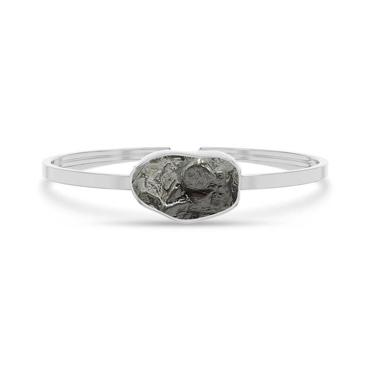 Natural Meteorite Cuff Bracelet in Silver/Gold vermeil for wholesale by Nature Crafts