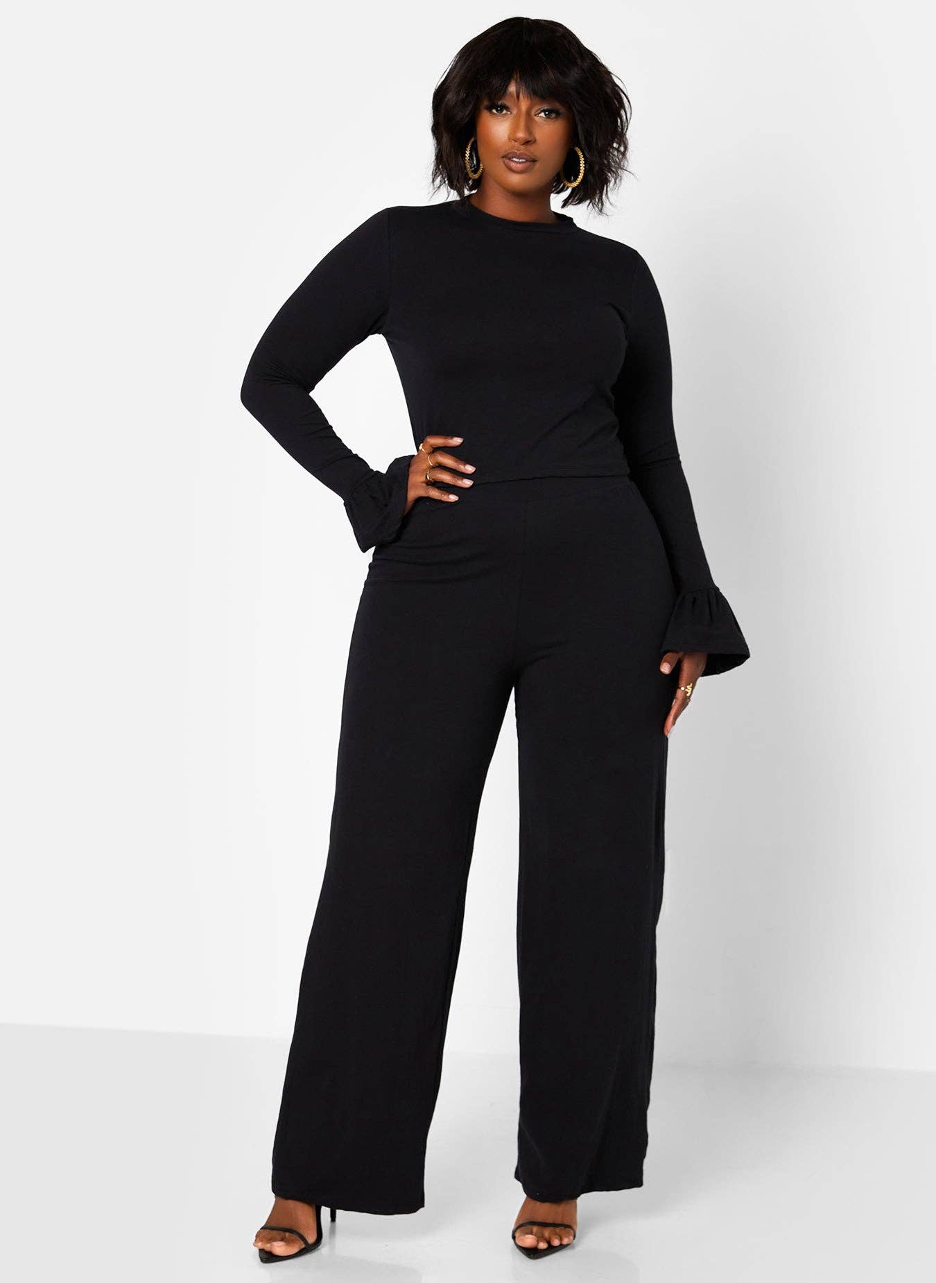 Black Keep Watching Wide Leg Pants for wholesale on Faire1