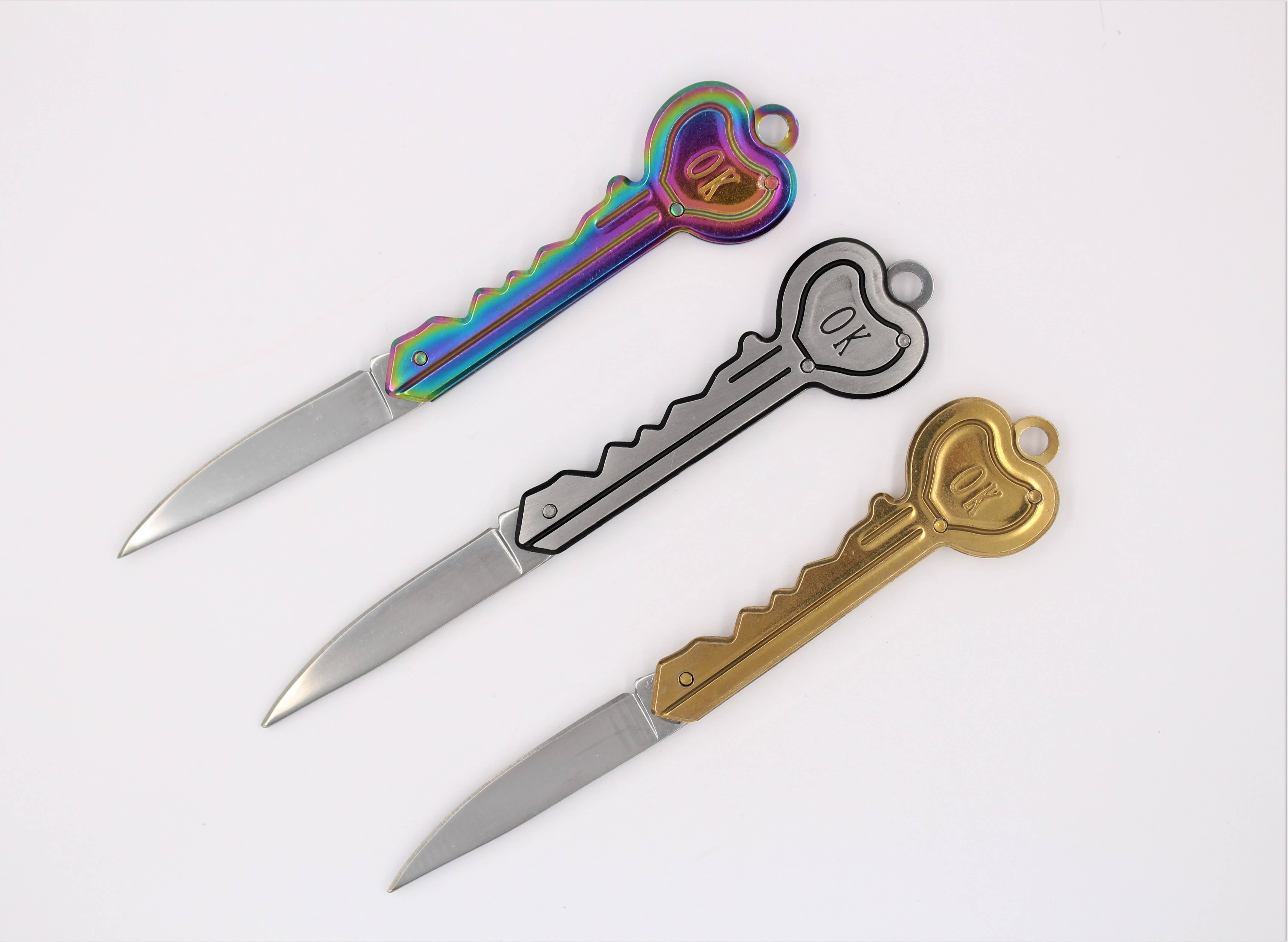 Real Sic - Wholesale Pocket Knife/Holder - Rainbow Knife Keychain – ‘OK’ Utility Pocketknife – 2" Blade3
