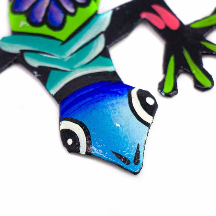 Global Crafts – wholesale Prydnad – Färgglada Gecko haitiska metall trumma jul prydnad3