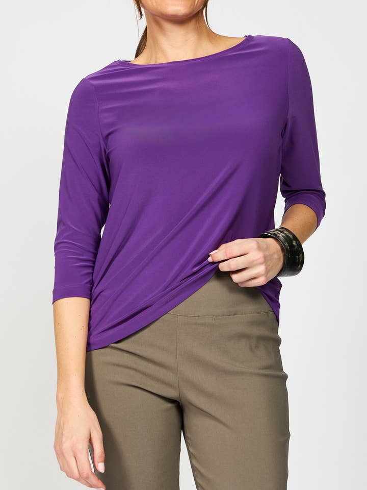 ANDIAMO - Wholesale Knit top – Women's - Voyager ¾ Boat Neck Top1