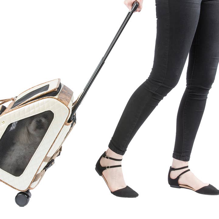 Petote - Wholesale Pet carrier – Cat/dog - Rio Ivory Quilted Faux Leather Pet Carrier with Snake Trim2