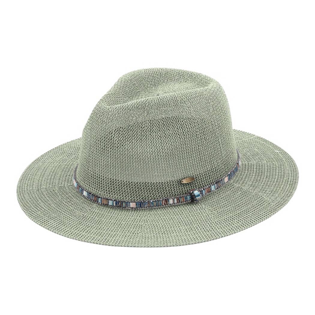 Fashion City - Vendita all'ingrosso Cappello di paglia - Donna - Filo multicolore con cappello Panama con perline1