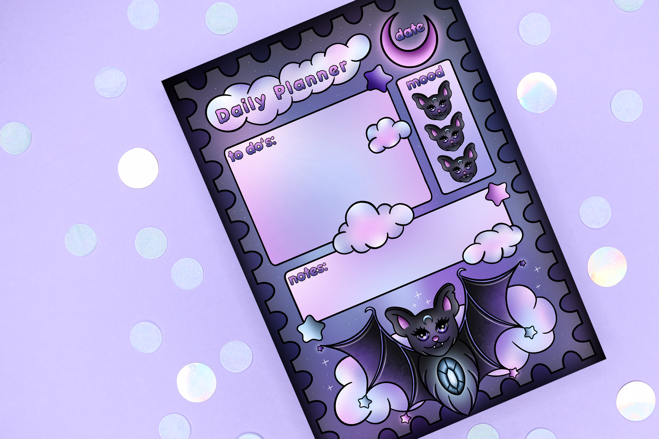 LorenaxAngelina - Wholesale Planner - Magical Night Daily Planner Bat Witchy Fantasy Note Pad1