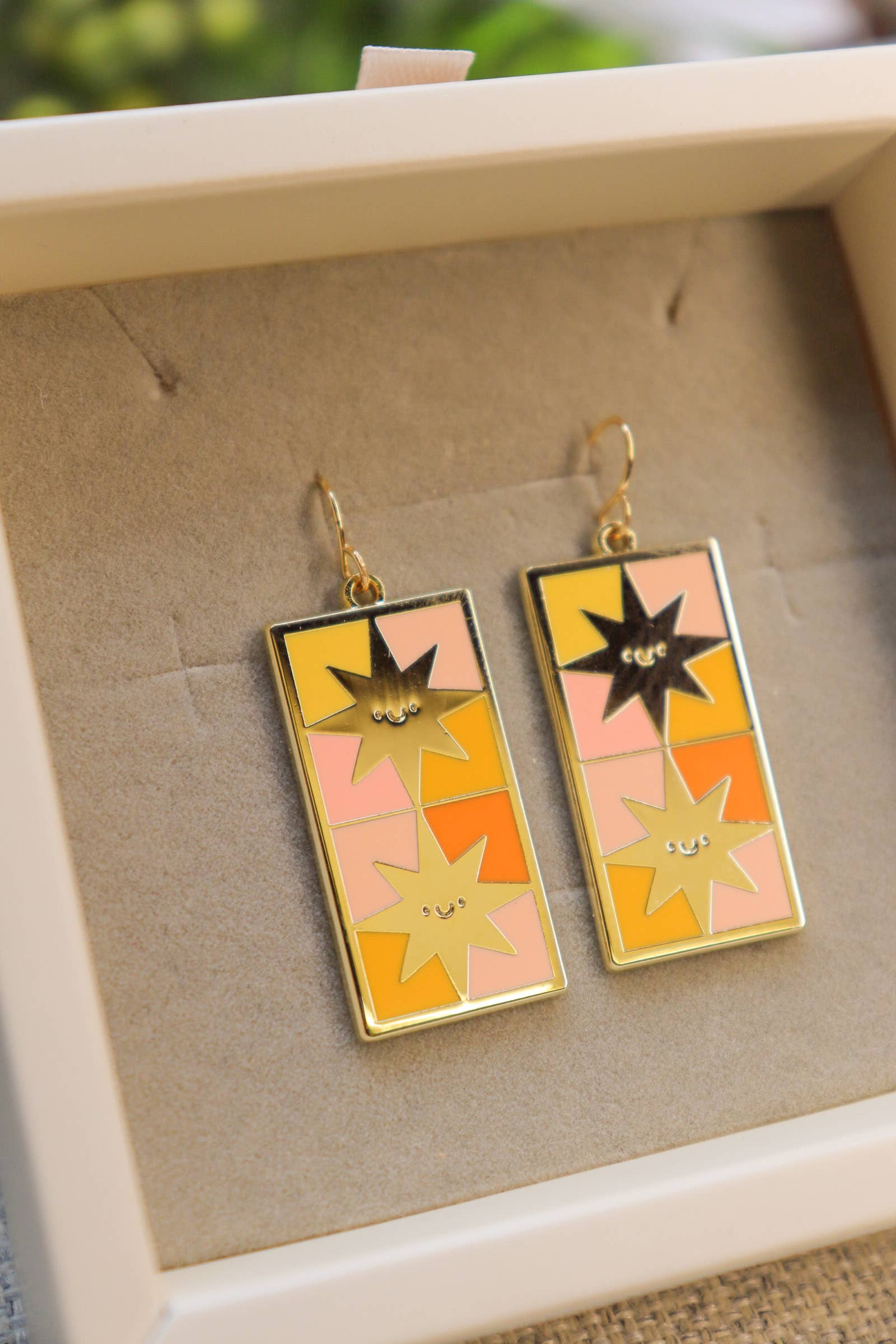 Ocean Hughes - Wholesale Dangle Earrings - Stardust Tile Enamel Earrings  1