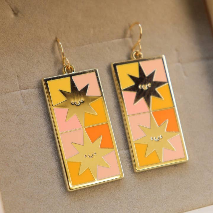 Ocean Hughes - Wholesale Dangle Earrings - Stardust Tile Enamel Earrings 1