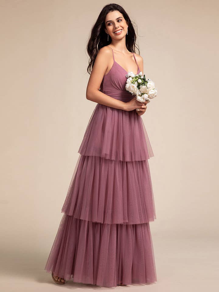 Ever-Pretty - Wholesale Dress - Women's - Romantic See-Through Cake pleated Bridesmaid Dresses11
