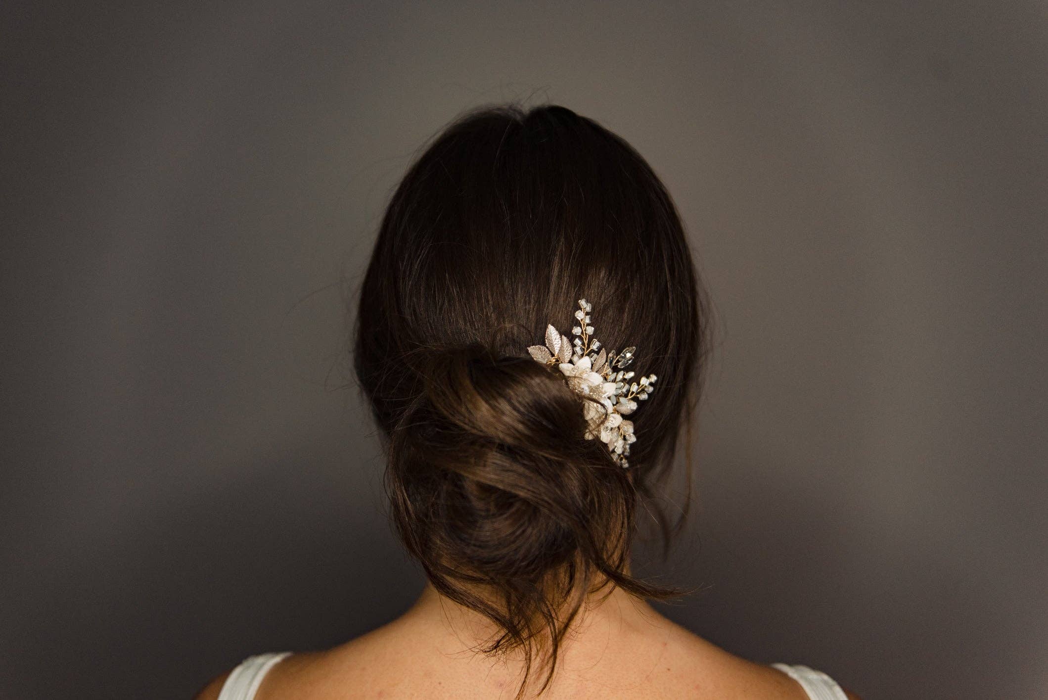 Brides and Belts - Wholesale Hair Pin - Gina Gold Wire Floral Champagne Hair Pin7