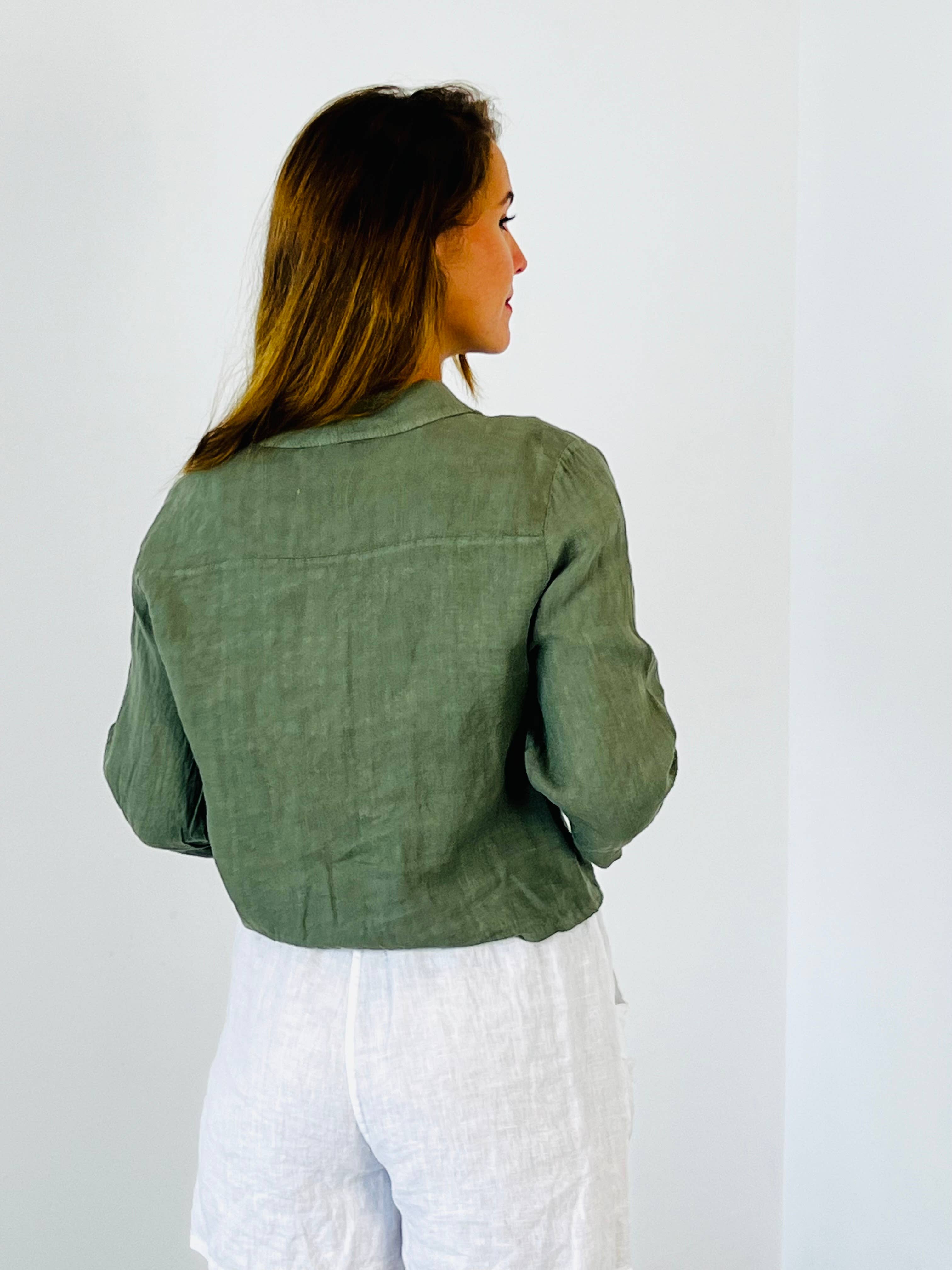 Linen & More - Wholesale Button Down Shirt - Women's - REF 89166 100% LINEN TIE SHIRT3