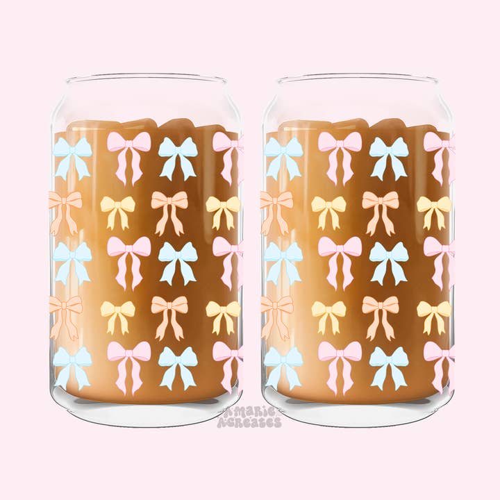 Pastel Spring Bows Glass Cup for wholesale by amarieacreates