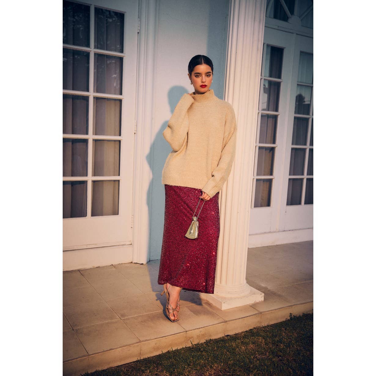 Apolline - Wholesale Skirt - Women's - SEQUIN BIAS MAXI SKIRT1