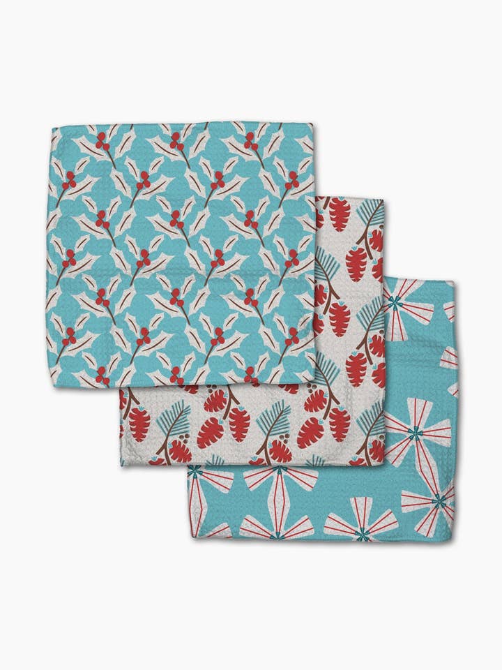 Winter Holly Dishcloth Set for wholesale by Geometry