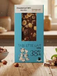 Milk Chocolate Bar 38% Hazelnut 100g for wholesale by Limouzi Saveurs