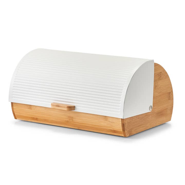 Bread box, bamboo/metal, white for wholesale by Zeller Present