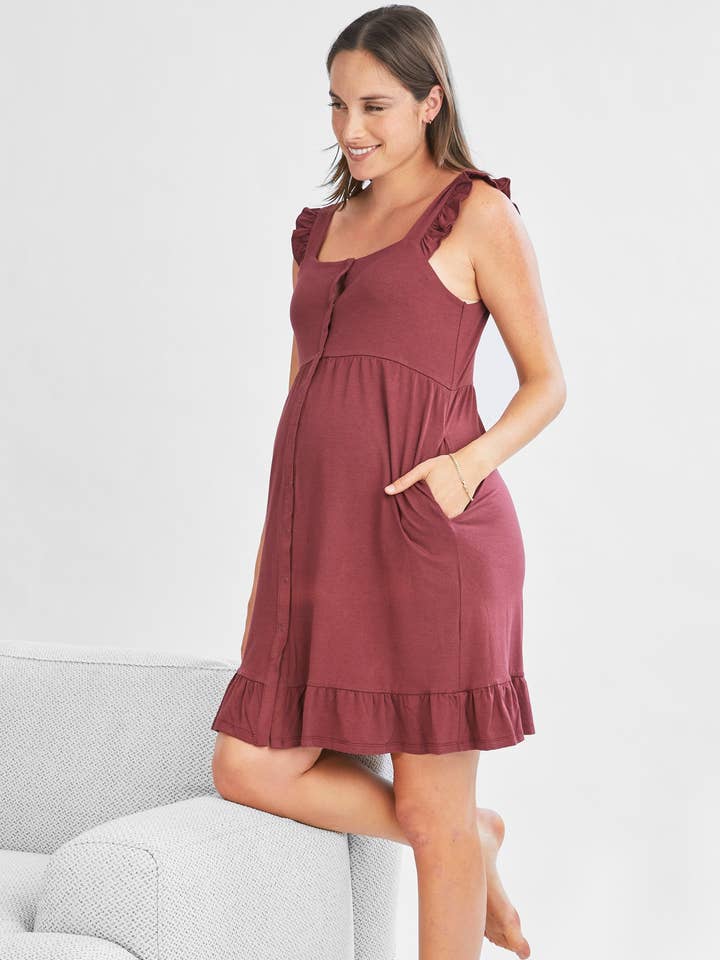 Grace Hospital Birthing Gown/Night Dress with Nursing Access - Burgundy Red and other Purchase Wholesale birthing gown. Free Returns & Net 60 Terms on Faire trending on Faire.
