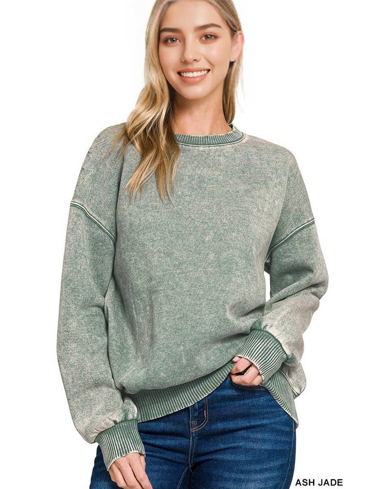 42POPS - Wholesale Sweatshirt - Women's - ',,,..Acid Wash Fleece Oversized Pullover75