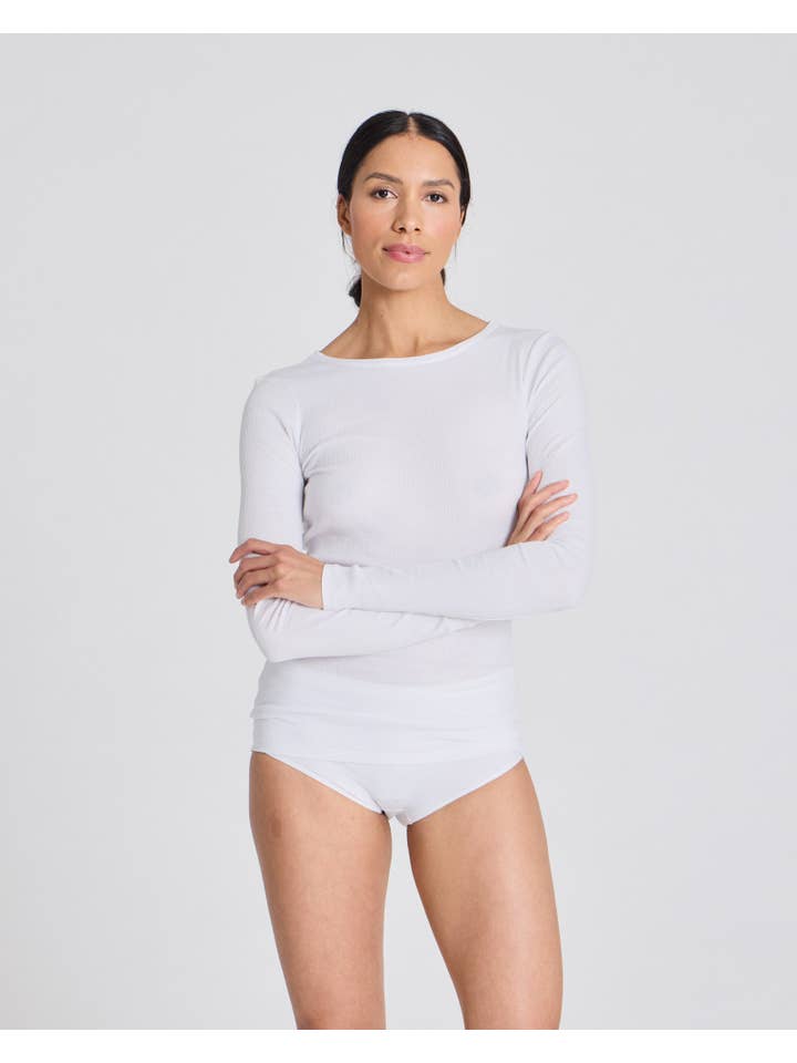 gai-lisva - Wholesale T-Shirt - Women's - Lise L/S Cotton Top 3x2x Rib GOTS 243975 - White1