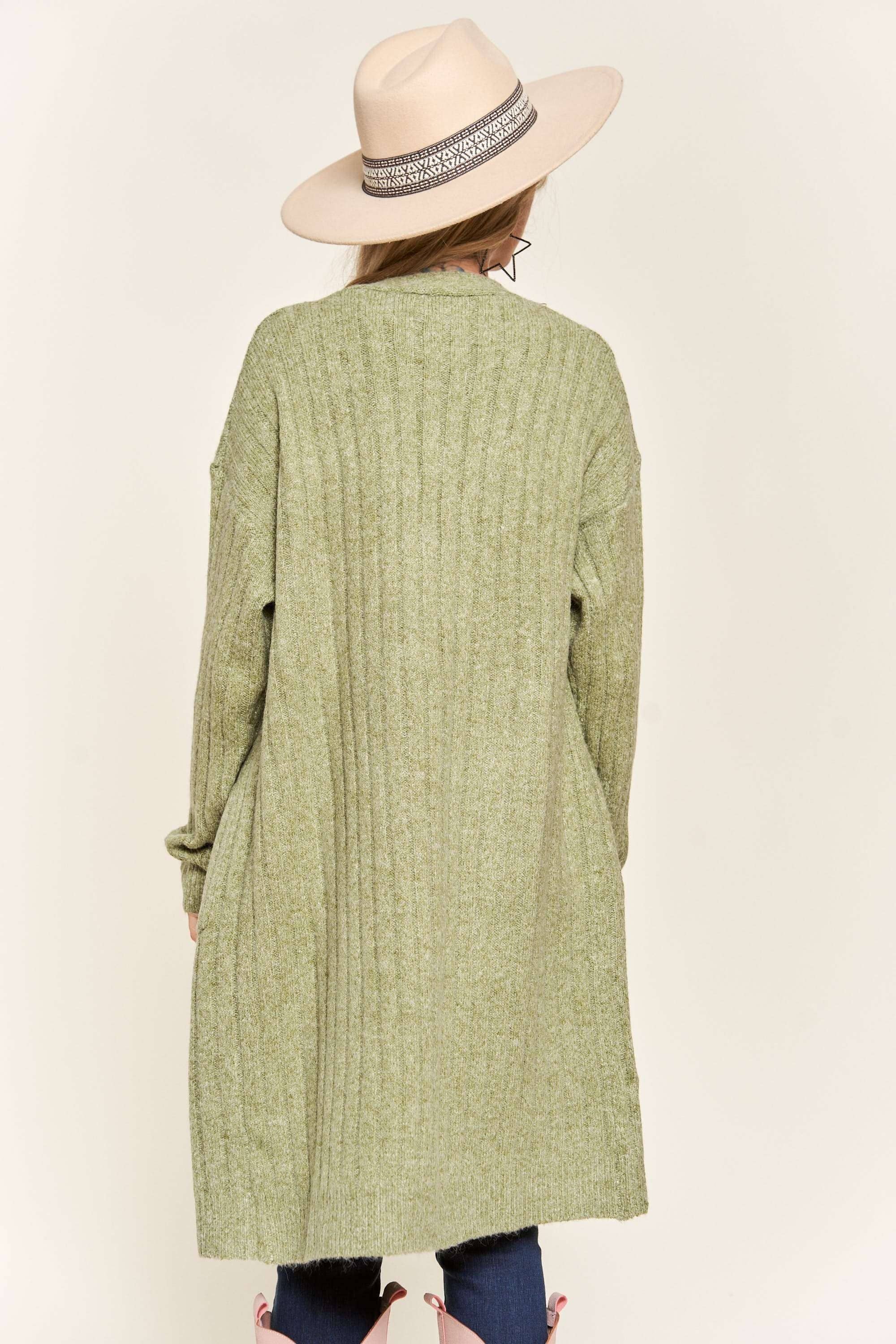 Madelyn - Wholesale Cardigan - Women's - LESW2616-CABLE KNIT OPEN CARDIGAN3