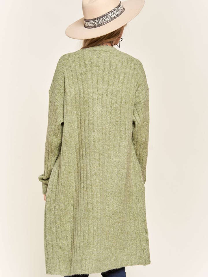 Madelyn - Wholesale Cardigan - Women's - LESW2616-CABLE KNIT OPEN CARDIGAN3