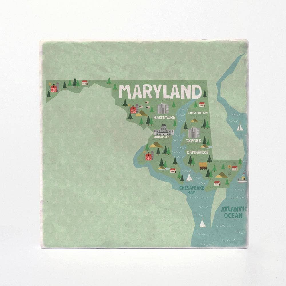 Versatile Coasters - Vente Sous-verre - Sous-verres Illustration de l'État du Maryland2