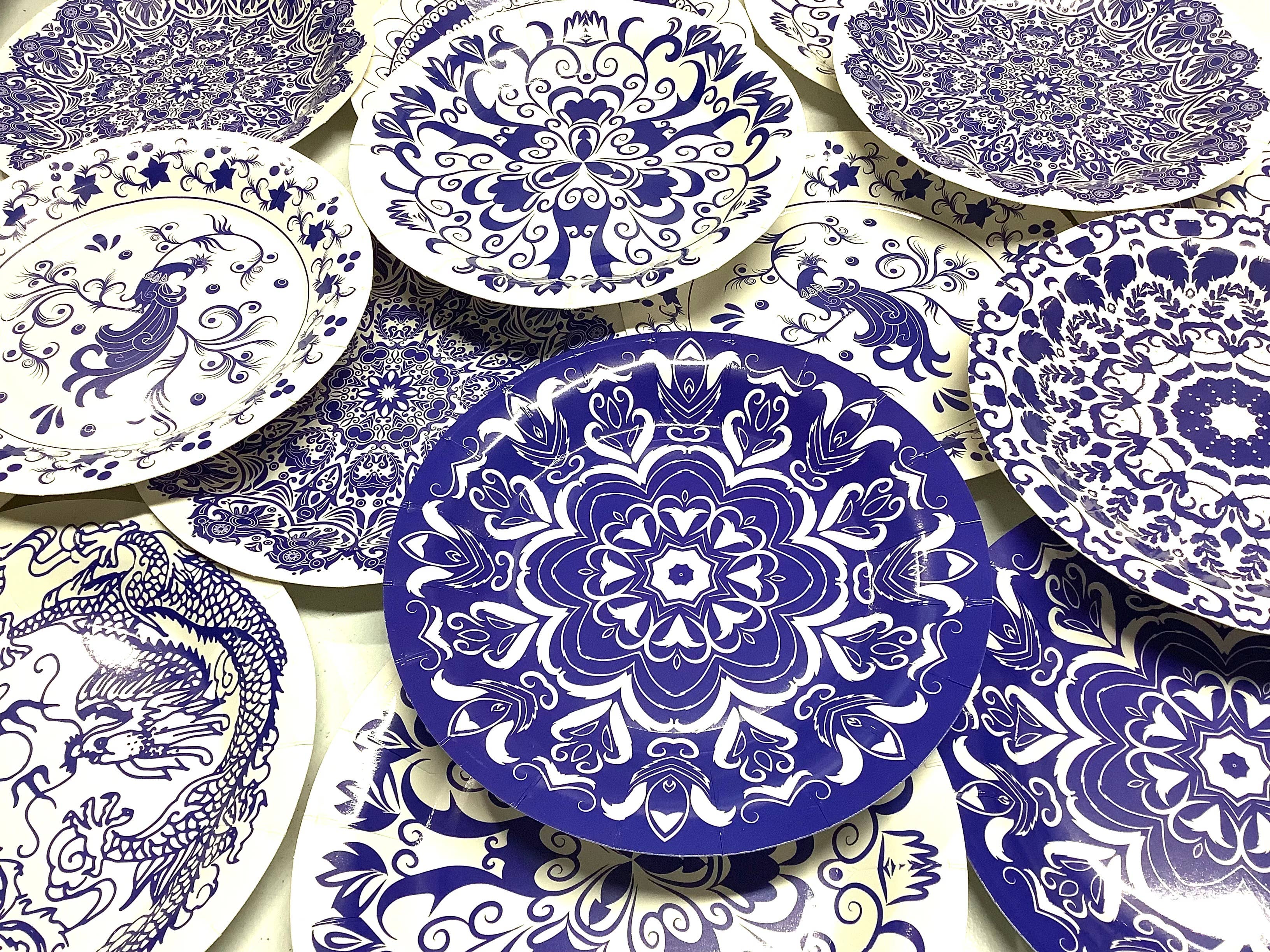 All Little Cute Things - Wholesale Disposable Plate - Blue and White Assortment Chinoiserie Plates Cake Dessert1