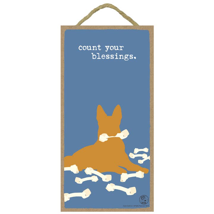 count your blessings. 5" x 10" wood plaque, sign for wholesale by SJT Enterprises, Inc.