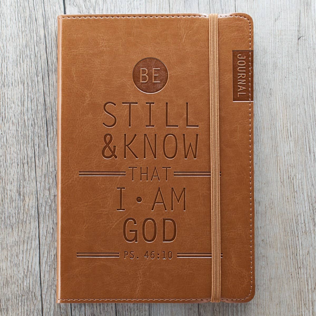 Christian Art Gifts - Wholesale Journal/Diary - Journal w/Elastic Be Still Brown Ps. 46:104