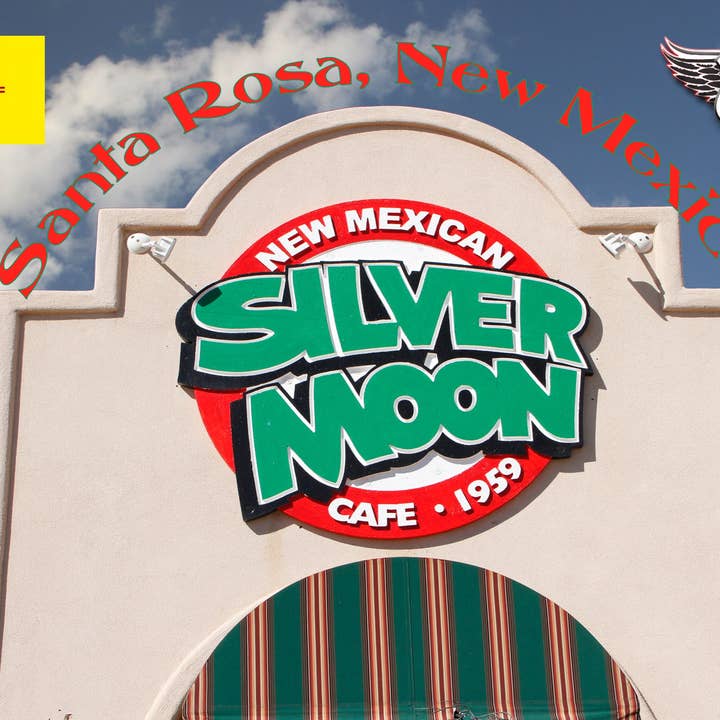 Route 66 kylmagnet med Silver Moon Cafe i Santa Rosa, NM för wholesale av DK LaserWorx