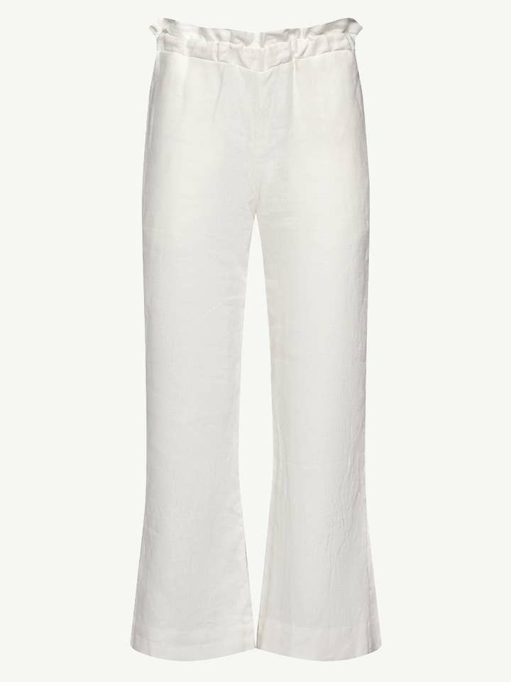 MARIA Flare Leg Linen Pants coconut for wholesale by WUESTE
