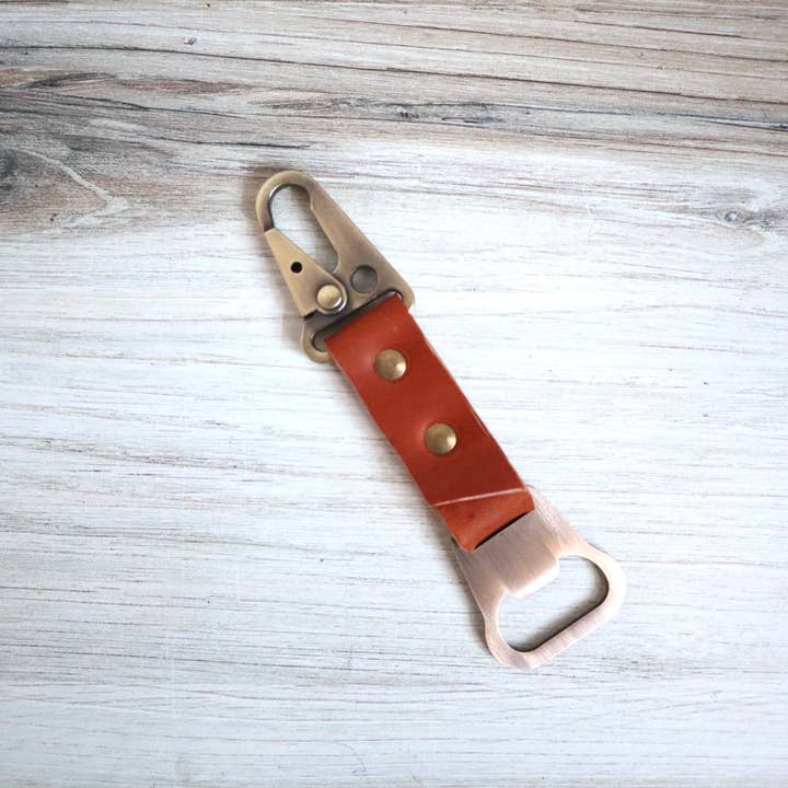 Blu Mountain Co - Wholesale Bottle/Wine Opener - Carabiner Leather Bottle Opener Keychain1
