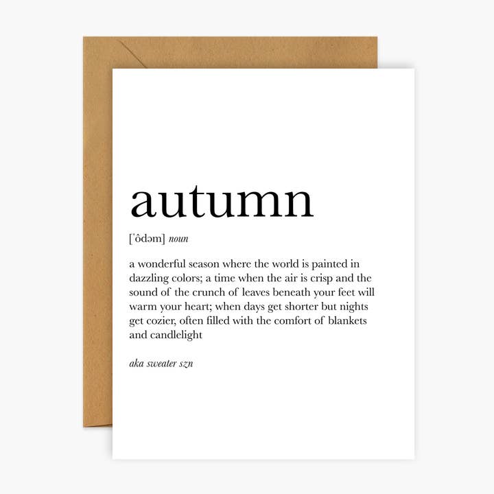 Autumn Definition — Grußkarte für Herbst und Herbst für den Großhandel von Footnotes